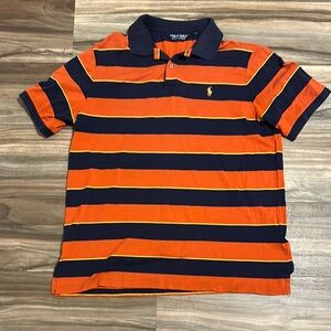 Polo Golf Ralph Lauren Shirt Adult Large Orange Blue Stripe Pima Cotton Mens